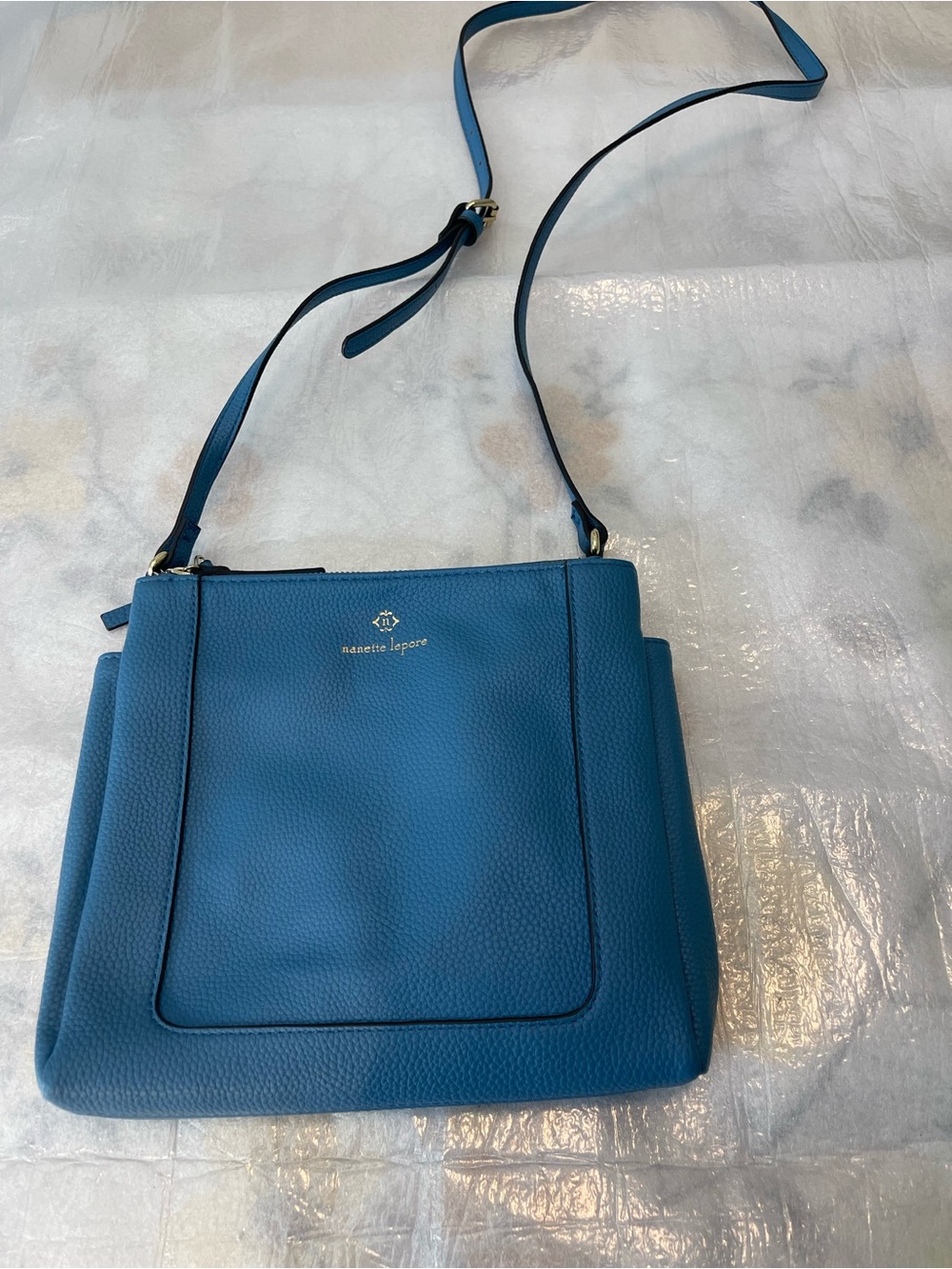 Nanette Lepore Teal Blue Pebbled Leather Crossbody Bag